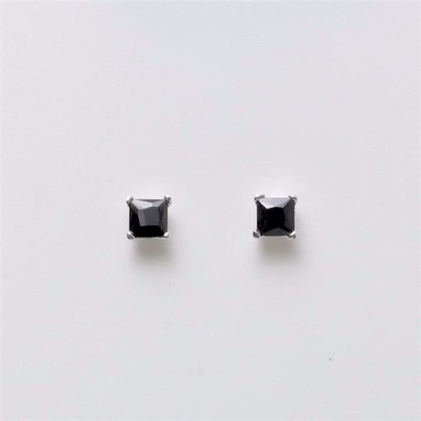 Sorte firkantede øreringe i sølv- unisex