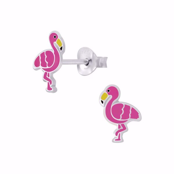 Flamingo øreringe i sølv i lyserød