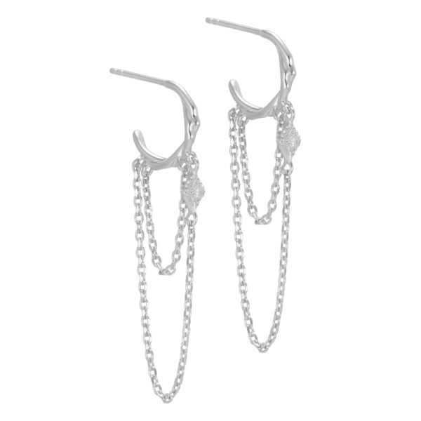 Aqua Dulce øreringe med kæder i sølv4044 - Opally