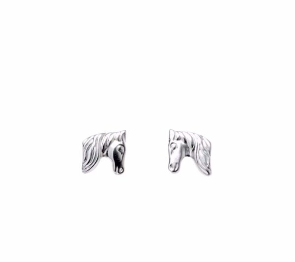 Øreringe med hestehoved i sølv