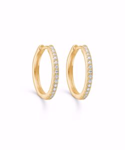 Creoler øreringe i forgyldt sølv med klare zirkonia sten 19,5mm Seville Jewelry 11374f
