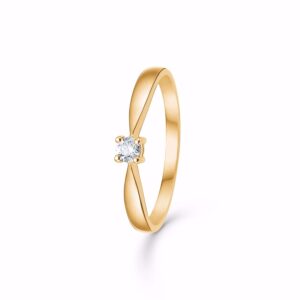 Diamant ring i 14 karat guld med 1 stk diamant. prinsesse ring