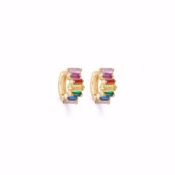 Seville Jewelry creoler øreringe i forgyldt med multicolor farvede baguette sten 11376f