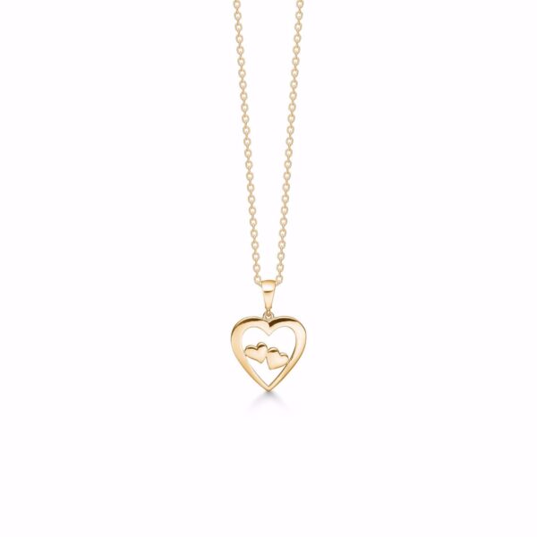 Hjerte halskæde med 3 hjerter i guld 7386 Guld & Sølv Design