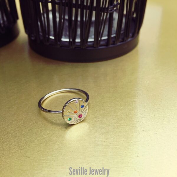 Seville jewelry ring med multifarvede zirkonia sten