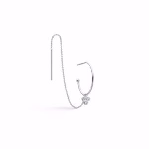 Kæde ørering i sølv med zirkonia sten til 2 huller i ørene Seville Jewelry 11353