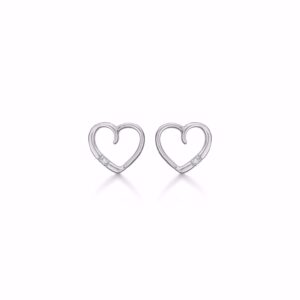 14 kt hjerte ørestikker med diamant - Guld & Sølv design 8350