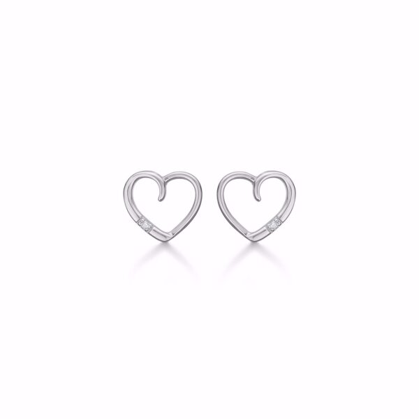 14 kt hjerte ørestikker med diamant - Guld & Sølv design 8350