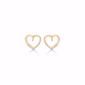 14 kt hjerte ørestikker med diamant - Guld & Sølv design 8350514
