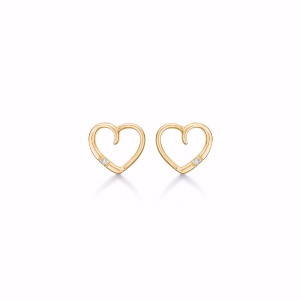 14 kt hjerte ørestikker med diamant - Guld & Sølv design 8350514
