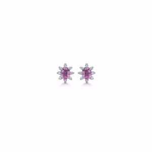 Diamant ørestikker med pink safir 14 kt hvidguld - Guld & Sølv Design 8379514