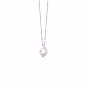 G&S Design halskæde 9 kt hvidguld med diamanter & perle 8380