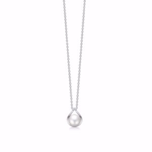 G&S Design halskæde med perle & diamant hvidgulds vedhæng 8381