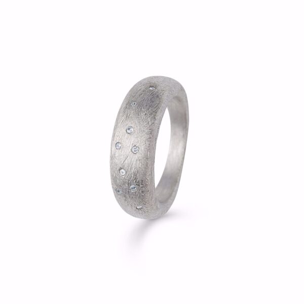 Guld & Sølv Design chunky mat sølv ring 2630