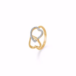 Guldring med hjerter og zirkonia sten Guld & Sølv Design dobbelt hjerte ring guld 6405