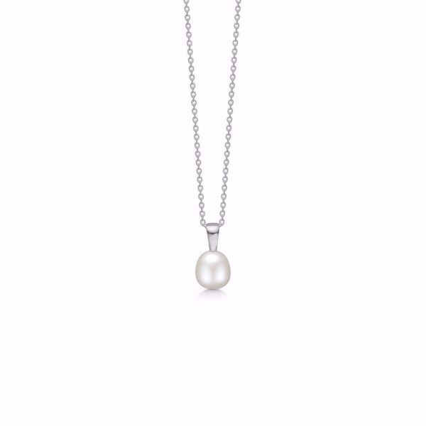 Guld & Sølv Design halskæde - ferskvandsperle sølv 30102