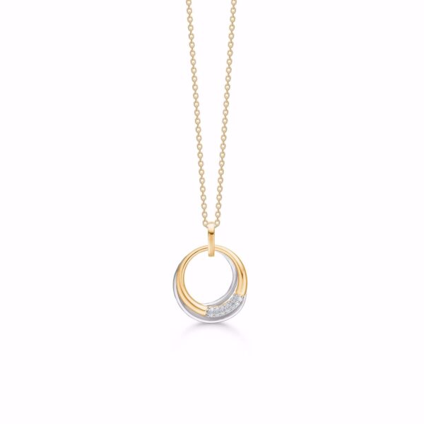 Guld & Sølv Design halskæde m. cirkel vedhæng 8 kt guld 8352