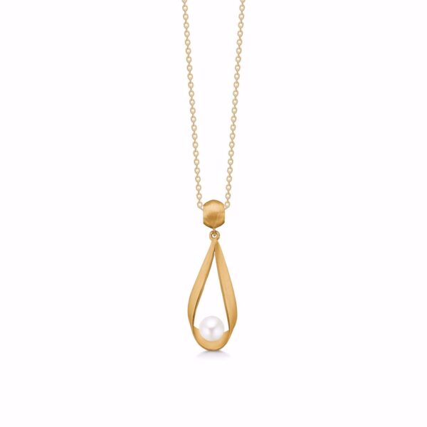 Guld & Sølv Design halskæde m. perle forgyldt 1959