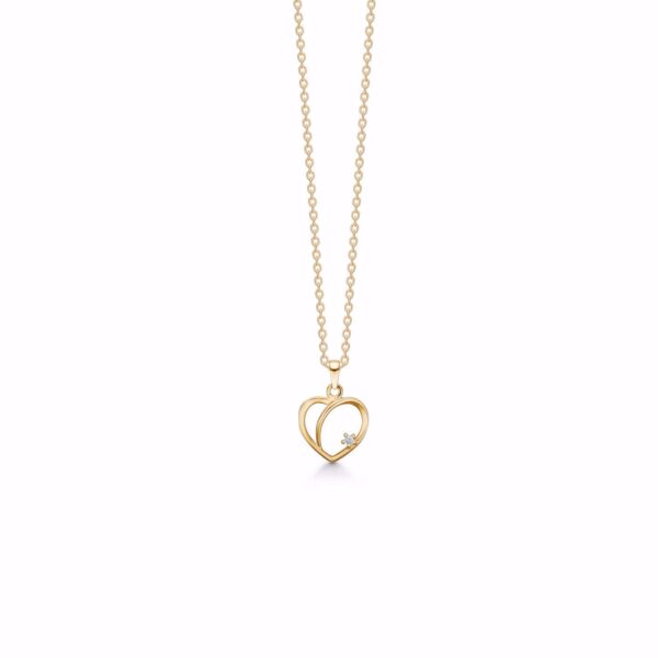 Guld & Sølv Design halskæde med guld hjerte 4346