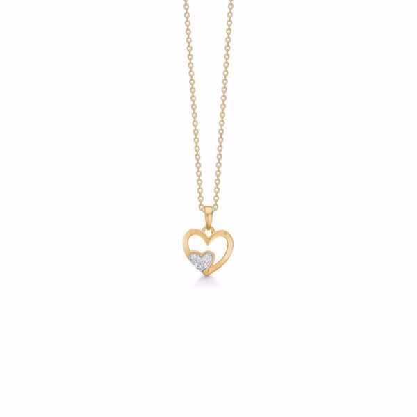 Guld & Sølv Design halskæde med guld hjerte vedhæng 7425