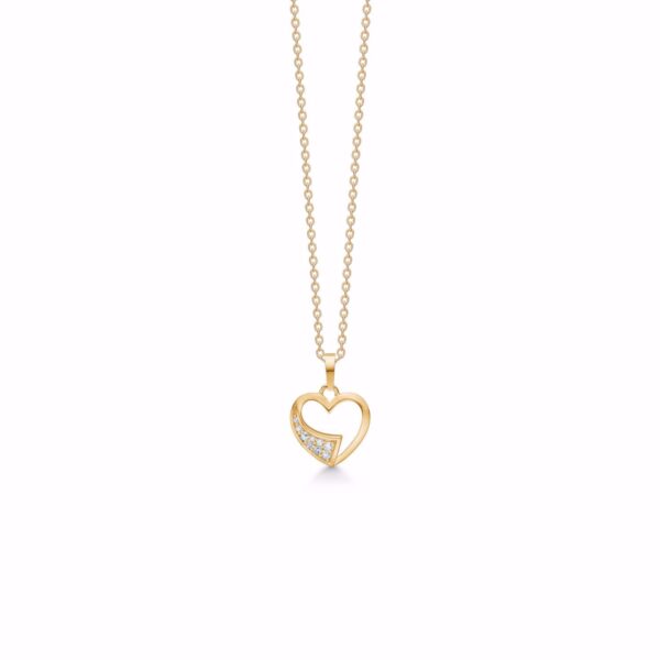 Guld & Sølv Design halskæde med guld hjerte vedhæng 7427