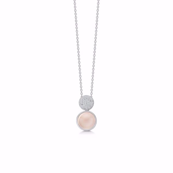 Guld & Sølv Design halskæde rosa kalcedon sølv 1960