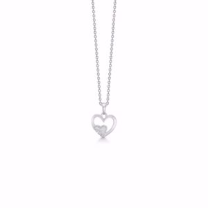 Guld & Sølv Design hjerte halskæde i sølv 30094