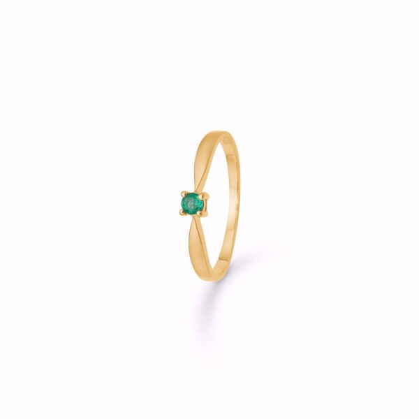 Prinsessering med grøn smaragd i guld - Guld & Sølv Design 8369