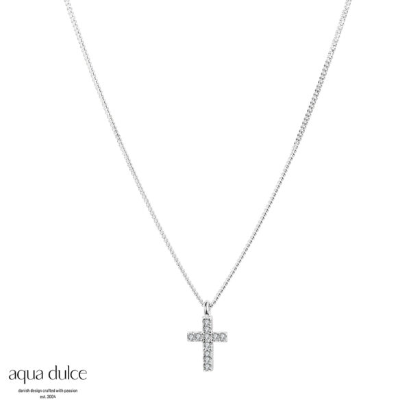 Aqua Dulce kors halskæde i sølv 4532