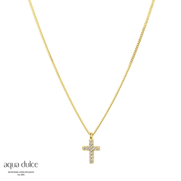 Aqua Dulce kors halskæde i forgyldt 4533