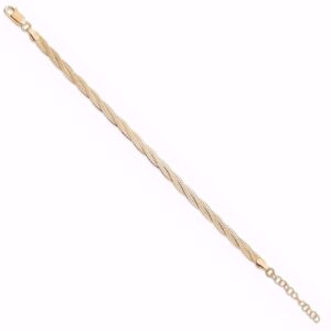 Forgyldt Cira armbånd i 925 sterling sølv med flettet flad slange design og justerbar længde 16+3 cm.