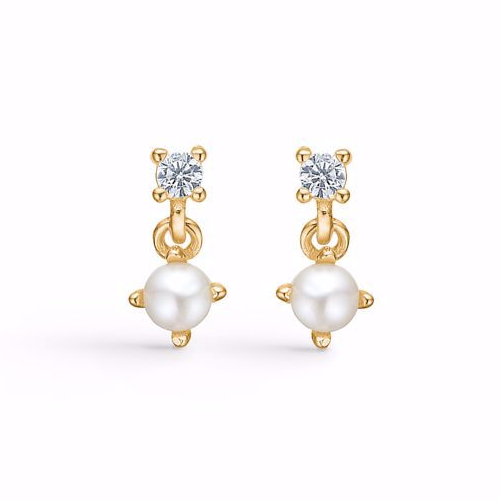 Seville Jewelry øreringe med perle & zirkonia 11406