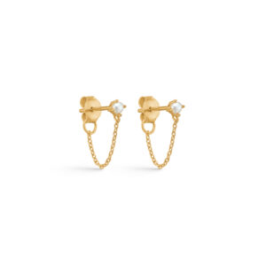 Seville Jewelry forgyldte kæde øreringe m. perle 11407
