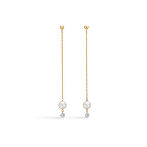 Seville Jewelry forgyldte kæde øreringe m. perle 11408 - lange ørekæder