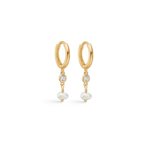 Seville Jewelry hoops med perle & zirkon 11410