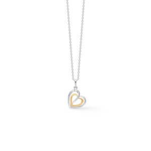 G&S Design hjerte halskæde 1970/3 - dobbelt hjerte vedhæg i sølv & forgyldt sølv