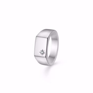G&S Design sølv signet ring med zirkonia sten - 2507