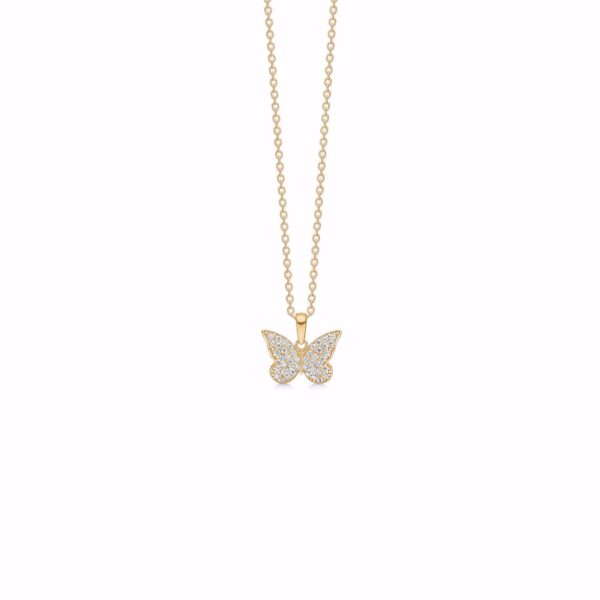 G&S Design halskæde 8 kt guld vedhæng med sommerfugl 8395/7/08