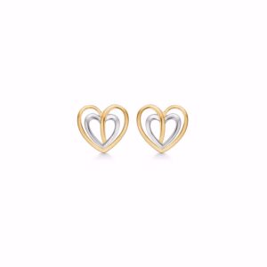 G&S Design 2 farvet hjerte ørestikker 8kt guld 8385/5/08