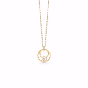 G&S Design halskæde cirkel halskæde m. ferskvandsperle 8kt guld 8390/7/08