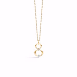 G&S Design halskæde med 8 kt guld cirkel vedhæng isat zirkonia sten 8391/7/08