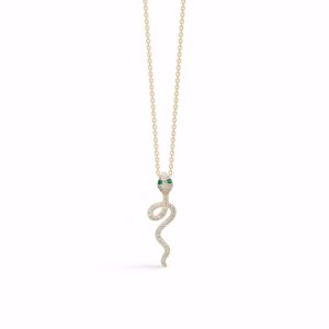 Seville Jewelry slange halskæde med zirkonia sten 1993/3/F - slange halskæde med grønne zirkonia sten i øjet.