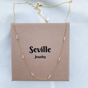 Seville Jewelry forgyldt rosa kvarts halskæde 8995/45/F