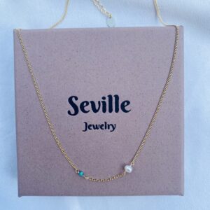 Seville Jewelry halskæde med turkis & ferskvandsperle 8991/45/F