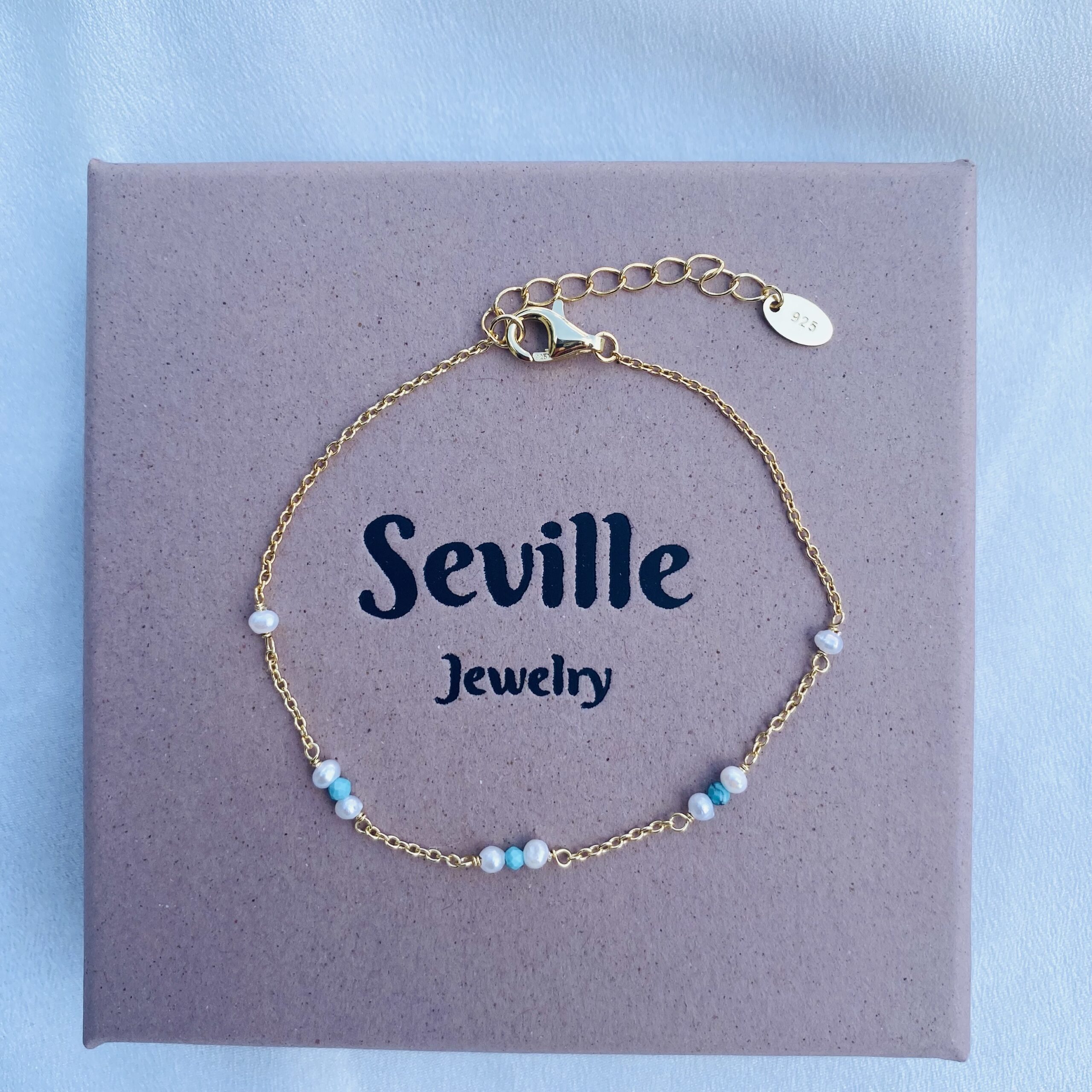 Seville Jewelry armbånd turkis & ferskvandsperler 8991/F