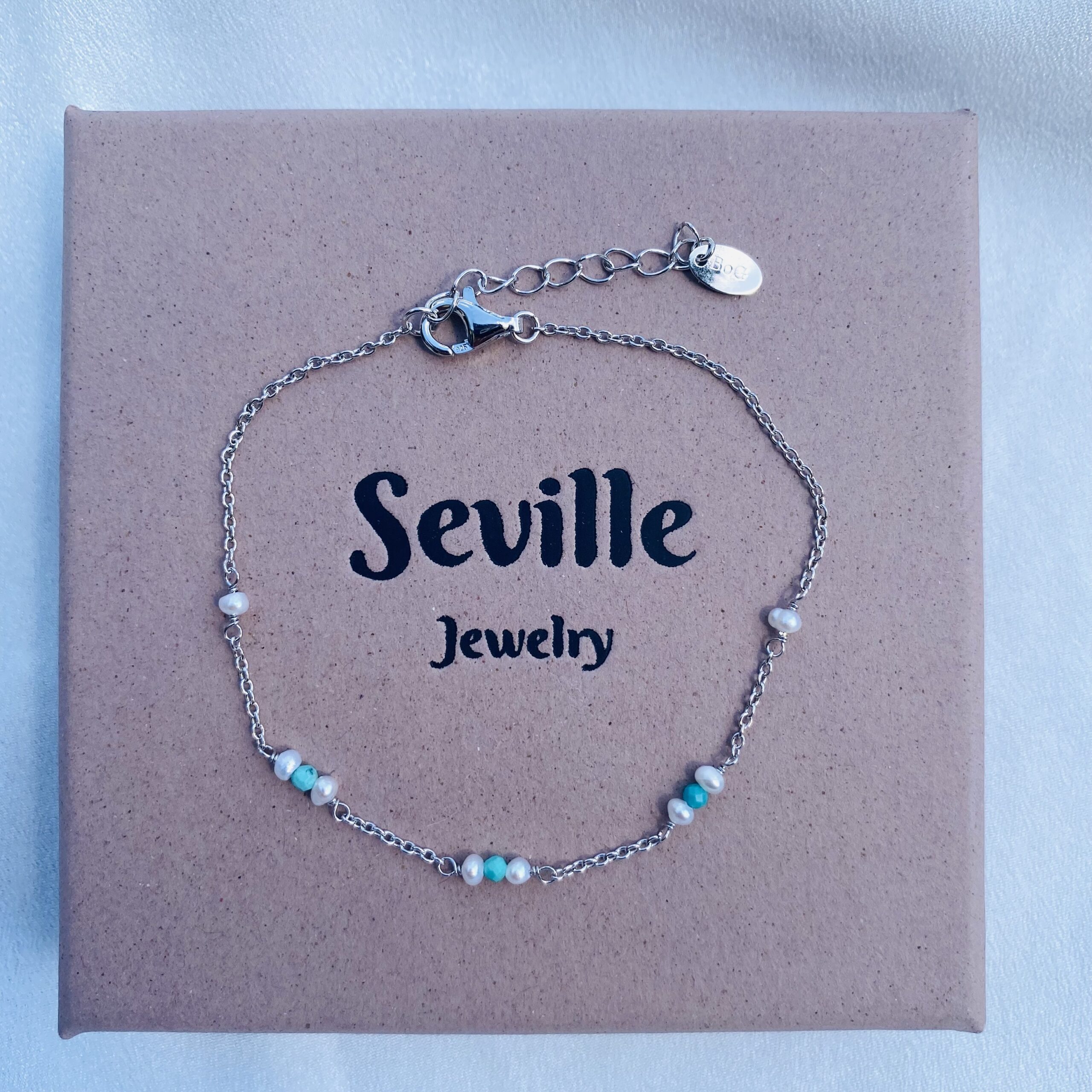 Seville Jewelry armbånd turkiser & ferskvandsperler 8991