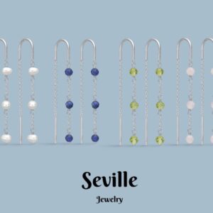 Seville Jewelry ørekæder med blå kvarts 11437