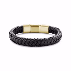 Frank1967 sort læder herre armbånd 7FB-0521