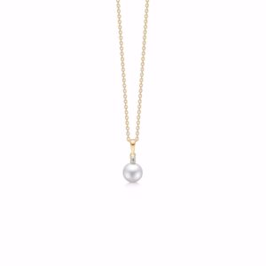Guld & Sølv Design halskæde med 14kt perle & diamant vedhæng 8279/7/14