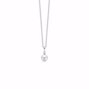 Guld & Sølv Design halskæde med 14kt perle & diamant vedhæng 8279/7/14HV